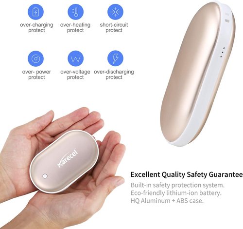 Karecel Rechargeable Hand Warmers - 10400mAh Double-Sided Heat | Portable 4-Inch Winter Essentials