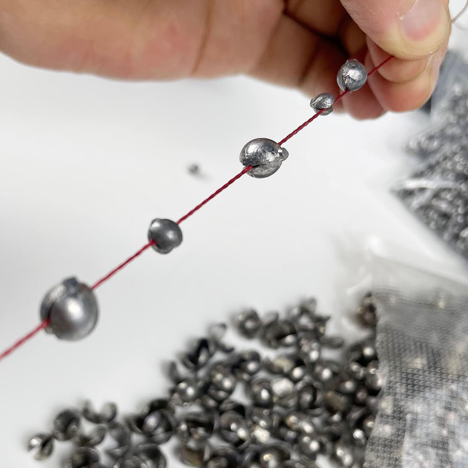 Skiennix Removable Split-Shot Fishing Sinkers - 500 Pcs Lead Weights for Enhanced Casting