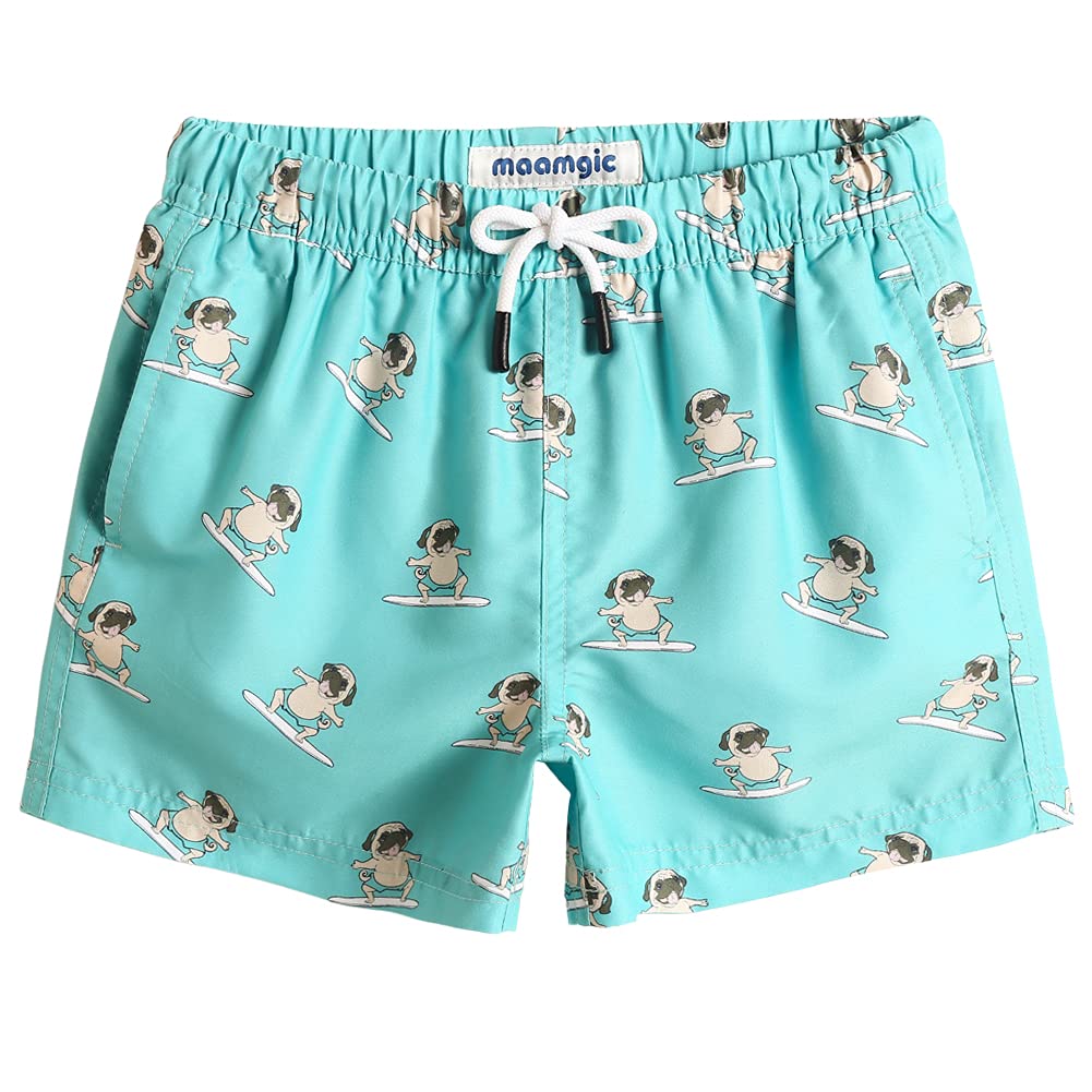maamgic Boys Swim Trunks Toddler Swim Shorts Little Boys Bathing Suit Swimsuit Toddler Boy Swimwear,Puppy Green,8 T