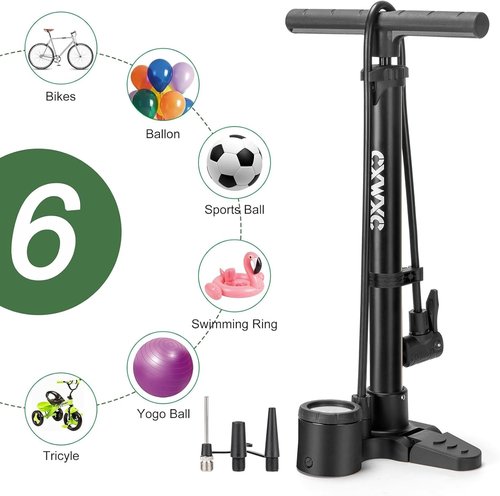 Bike Pump with Pressure Gauge | 160 PSI Portable Air Pump for Presta & Schrader Valves