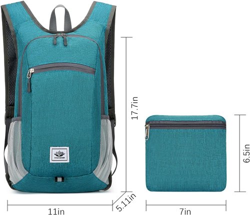 DOJUNS Hiking Backpack - Lightweight 15L Packable Daypack for Camping | Unisex Black Design