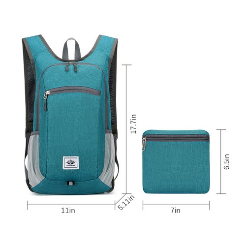 DOJUNS Hiking Backpack 15L Small Travel Backpack Lightweight Foldable Daypack Packable Camping Backpacks for Women Men (Gray)