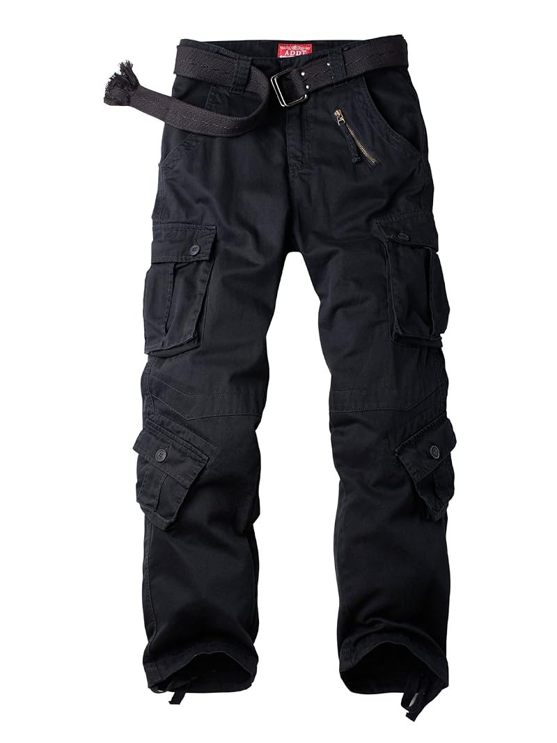 Women's Cargo Army Pants with 8 Pockets, Cotton Casual Work Pants - Black+24