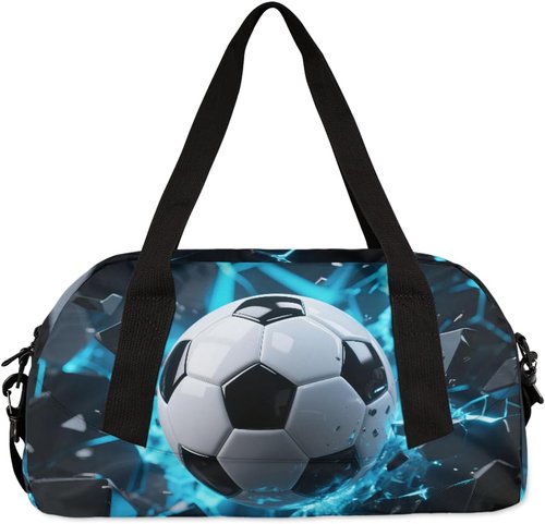 Exploding Soccer Duffel Bag for Kids Overnighter Small Duffle Bags for Boys & Girls, Sleepovers and Travel Duffel Bag for Kids, Carry-On Size & Ideal for School Practice or Sport Gym Bags