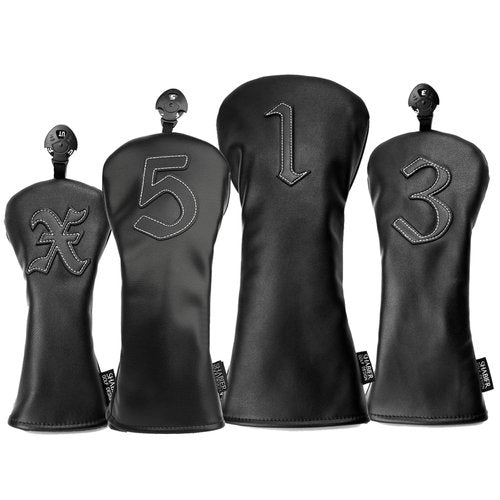 SHABIER Black Golf Headcover with Number Design for Golf Club (One Set 4pcs)