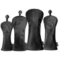 SHABIER Black Golf Headcover with Number Design for Golf Club (One Set 4pcs)