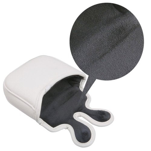 Golf Club Center Shaft Square Mallet Putter Head Cover Soft Leather with Embroidery Magnetic Closure (White)