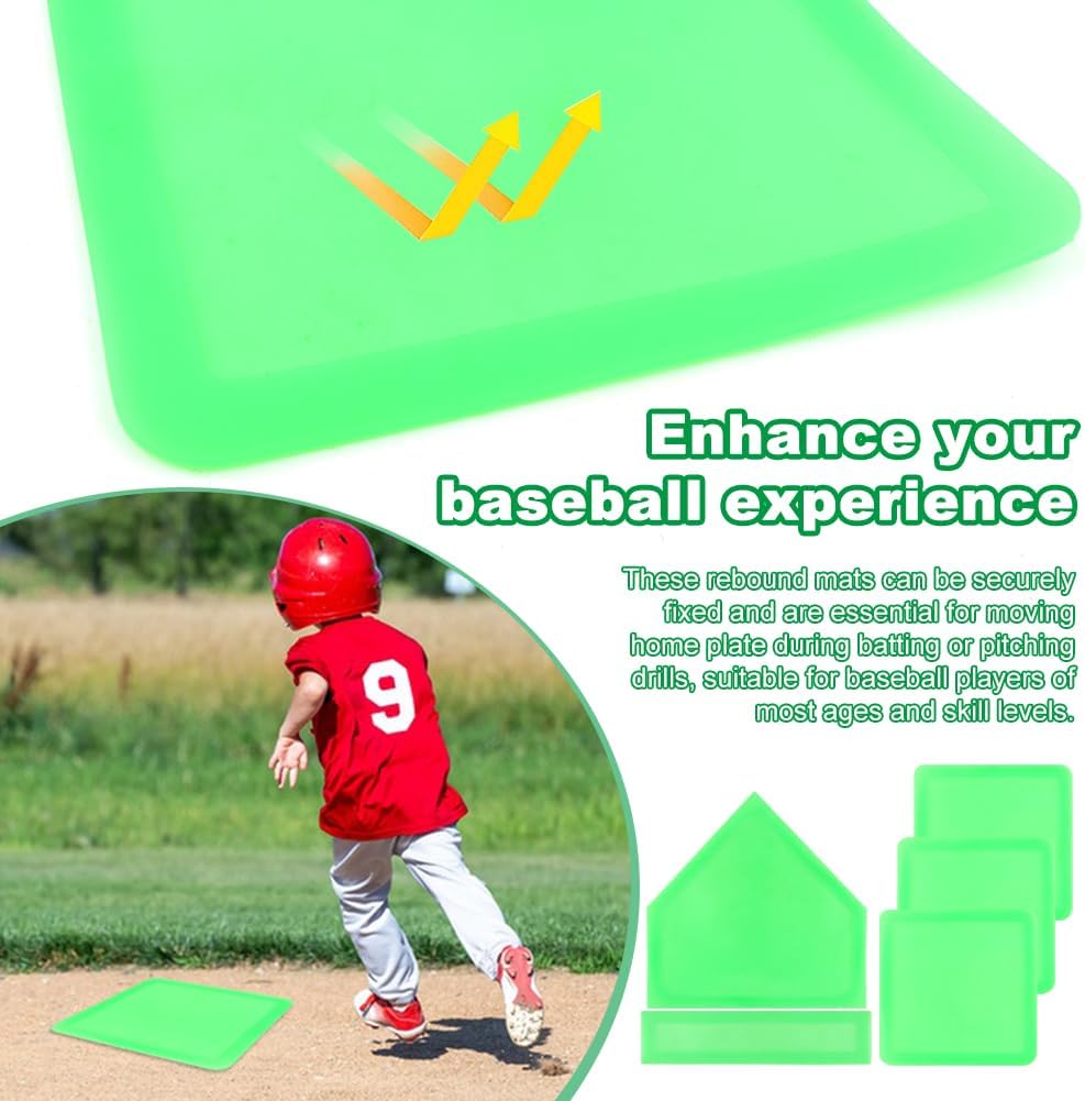 Skiennix Glow-In-The-Dark Baseball Home Plate Set - 5 Pieces with Carrying Bag & 4 Pickleballs