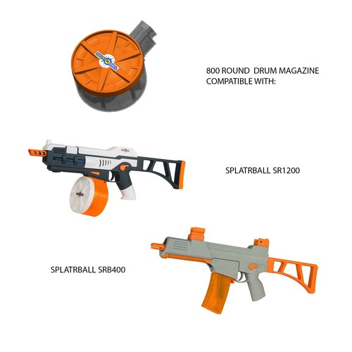 SPLATRBALL Blue 800 Round Drum Magazine