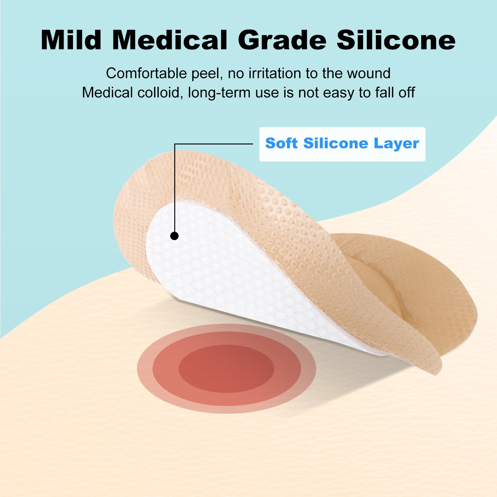 Sacral Foam Dressing, Sacrum Silicone Foam Dressing with Border, 7x7 Large Bandage for Bed Sores On Buttocks, Super Absorbent Pressure Sore Prevention Pads, Waterproof & Breathable Wound Dressing (10)