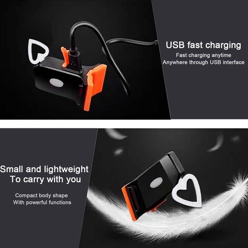 Bike Tail Light, Night Riding Lights 5 Modes Bike Rear Light USB Charging LED Tail Light Waterproof Rear Lamp Red for Bicycle, Bicycle Tail Light(Heart)