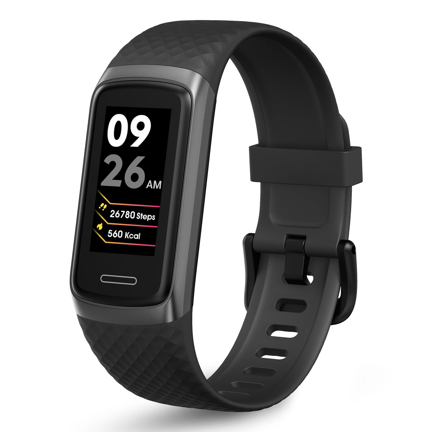 OCTANDRA Active 2 VeryFit Fitness Tracker Heart Rate SpO2 Blood Oxygen Saturation Sleep Monitor 1.05" Screen Activity Step Counter Pedometer IP68 Waterproof Smart Watches for Men Women (ID155) (Black)