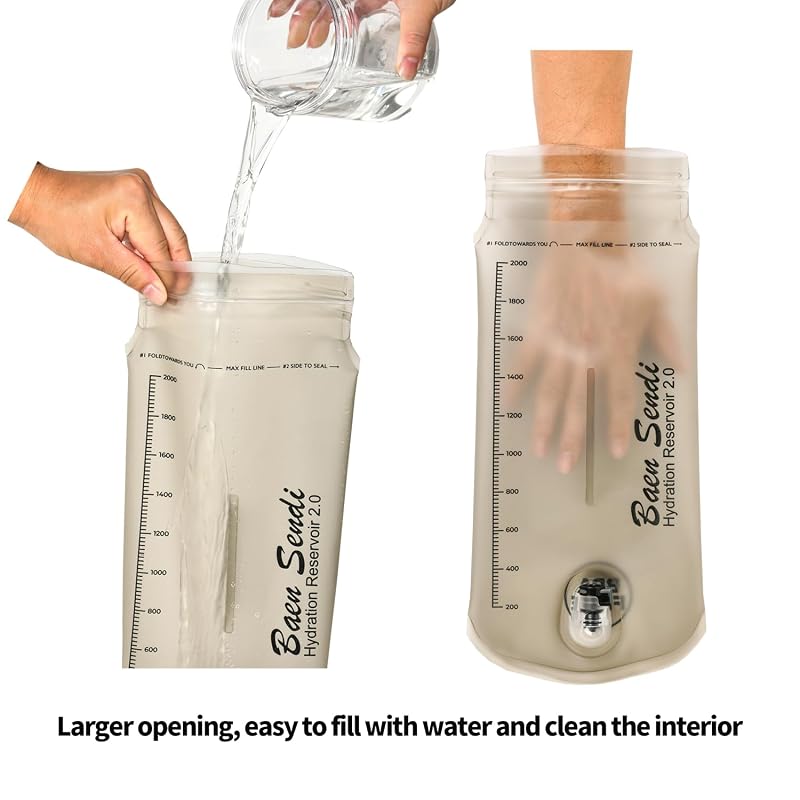 Baen Sendi Light Gray 2L TPU Hydration Bladder with Insulated Tube & High-Flow Bite Valve