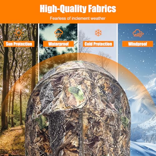 WTVIDAS Camo Hunting Blind with Chair - 1-Person Ground Concealment Tent, Model Camo1