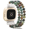 C&L Accessories Compatible for Fitbit Versa 4/ Versa 3/ Versa 2/ Versa Lite/ Sense 2/ Fitbit Sense Bands Beaded Bracelet Bands for Women Indian Agate