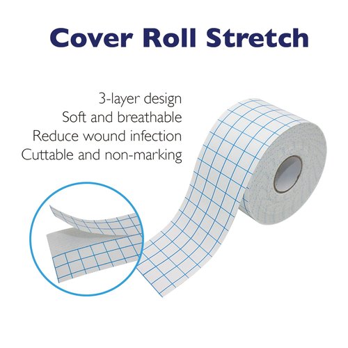 COMOmed Non-Woven Cover Roll Stretch Tape - 2" x10.94Yd First Aid Tape - Dressing Retention Tape - Breathable Cohesive Wrap Bandage Roll Film (2 Rolls)