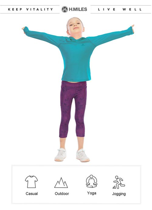 Girls Long Sleeve Shirt Hoodies SPF Active Tee Workout Running Yoga Pullover Tops with Thumb Holes Blue 7-8years