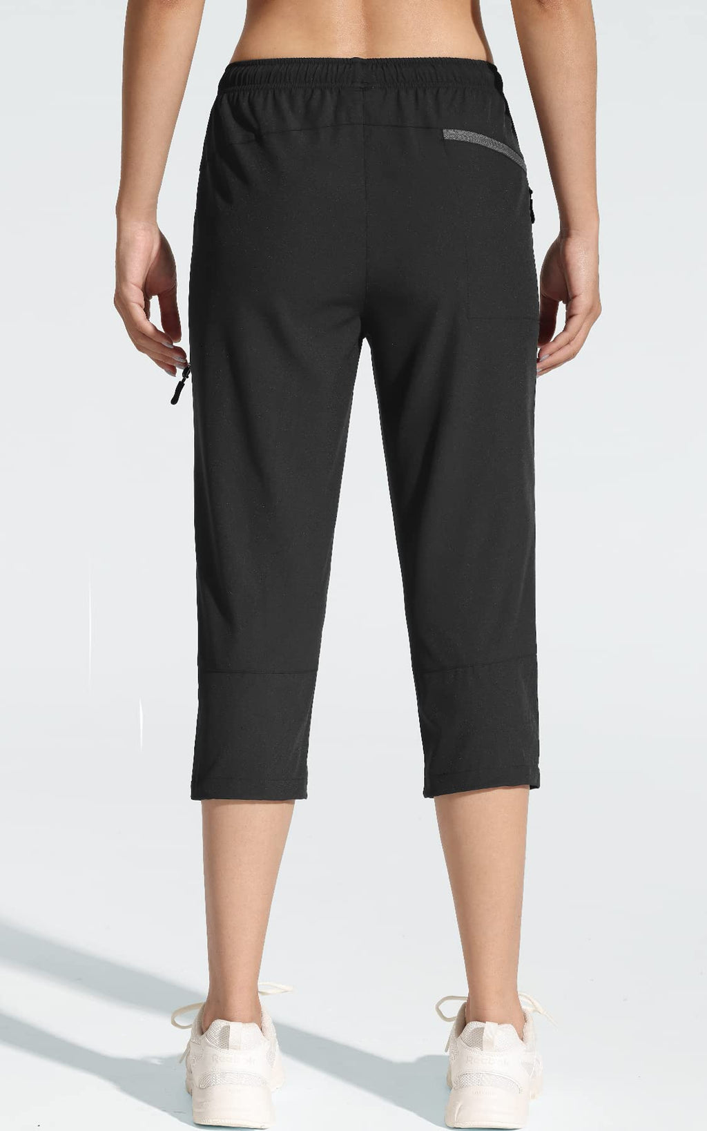 MOCOLY Women's Hiking Capris Pants Outdoor Lightweight Quick Dry Water Resistant UPF 50 Cargo Pants with Zipper Pockets 2 Pack