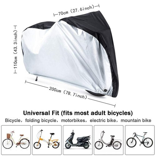Roctee Waterproof XL Bicycle Cover, Outside Bikes Storage Covers Rain Sun UV Dust Wind Proof Mountain Bicycle Covers Road Electric Bike Cover Hybrid Bike Cover with Lock Hole