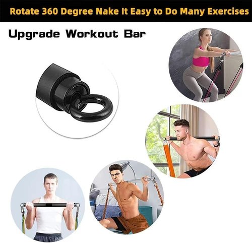 Ycendelion Resistance Band Workout Bar for Body Workout, Adjustable 3 Parts with Easy Grip Foam Durable Portable Steel Pilates Training