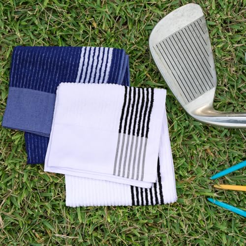 Golf Towel 22x44 Inches Cotton Caddy Towels - Blue, White, 2 Pack