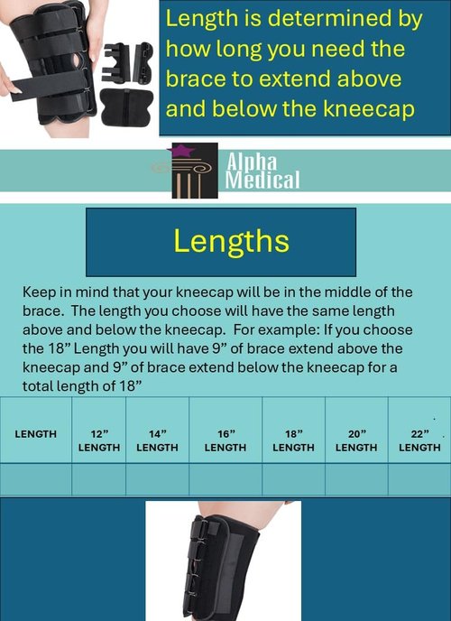 Alpha Medical 12” Long Adjustable Three Panel Orthopedic Knee Immobilizer – Supportive & Adjustable Side Panels – Knee Brace Stabilizer – Knee Immobilization L1830