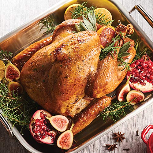16.75-Inch Stainless Steel Roasting Pan with Basting Rack - Heavy-Gauge Oven-Safe