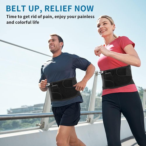 HONGJING Heated Back Brace Rechargeable for Lower Back Pain Relief, Heating Lumbar Support Belt with 7 Metal Stays, 3 Heat Levels for Men Women Herniated Disc, Scoliosis,Sciatica (M)
