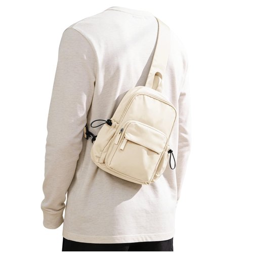 SEAFEW Sling Crossbody Bag for Men Women, Tactical Backpack Shoulder Daypack Mini Anti-Theft Motorcycle Chest Bags, Small One Strap Backpack for Casual Travel Hiking Outdoor Sports Off White
