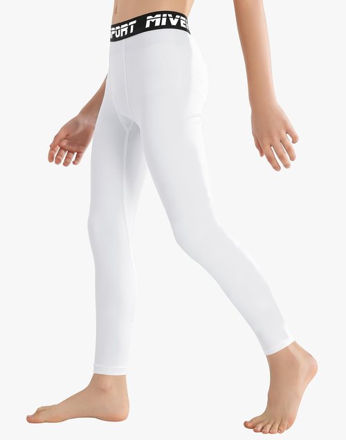 MIVEI Boys Youth Compression Leggings Athletic Sports Tights for Basketball Football Base Layer Pants for Kids Under Shorts
