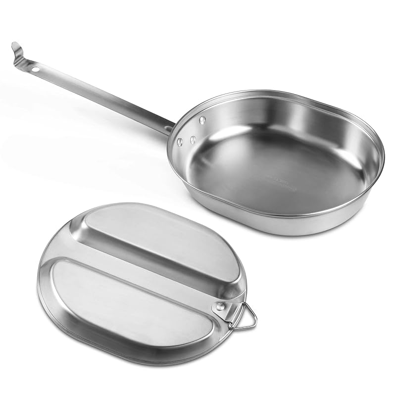 GI Type 304 Stainless Steel Mess Kit Plate Set with Utensils – Camping Dinnerware, Outdoor Eating Kit