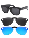 HILEEN Polarized Clip-on Sunglasses for Ray-Ban Meta Wayfarer RW4008 & Gen 2 RW4012 Large 53-22 for Men Women UV Protection-Black+Ice Blue