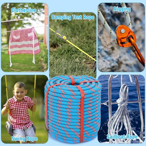 Caphremiel 1/2in x 200ft Blue Polyester Arborist Climbing Rope - ASTM F2116 Certified, 9000Lbs MBS, Heavy Duty Tree Rope for Climbing & Sailing