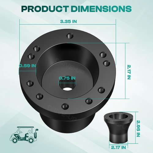 DRIVE UP Golf Cart Steering Wheel Adapter, EZGO Steering Wheel Adapter for EZGO TXT and EZGO RXV Models-Black