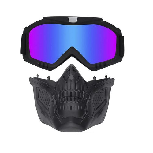 Airsoft Mask Balaclava Full Face and Detachable Anti Fog Airsoft Goggles Military Outdoor Sport CS Tactical Paintball Mask Face Eye Protection Headgear Mask (Blue)