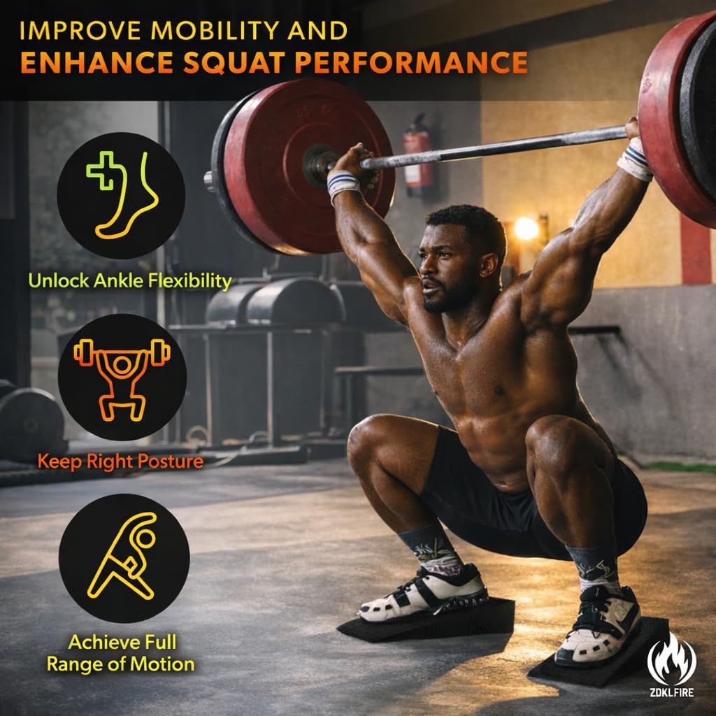 ZKDLFIRE Squat Wedge Block - Non-Slip Weightlifting Heel Elevation | 2 Pcs for Improved Mobility & Strength