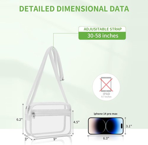MAY TREE Clear Stadium Bag - Small Transparent Purse for Concerts, Sports & Festivals