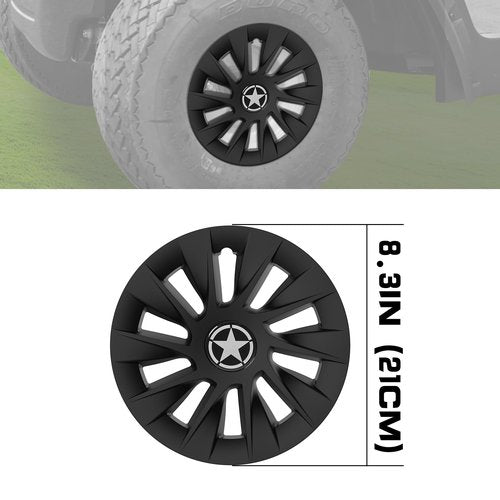 8 Inch Golf Cart Hub Caps Wheel Covers for EZGO Yamaha Club Car Accessories, 4PCS Snap-On Plastic Hubcaps Chrome Finish 8" Wheel Covers Rim Cover Tire Hub Cap Hubcap Golf Cart, Matte Black