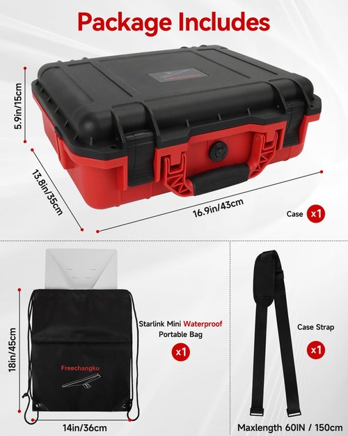 Freechangku For Starlink Mini Case Waterproof Hard Case Starlink Dishes Travel Protective Kit,Waterproof Storage Box Carrying Bag Dish Starlink Accessories Organizer