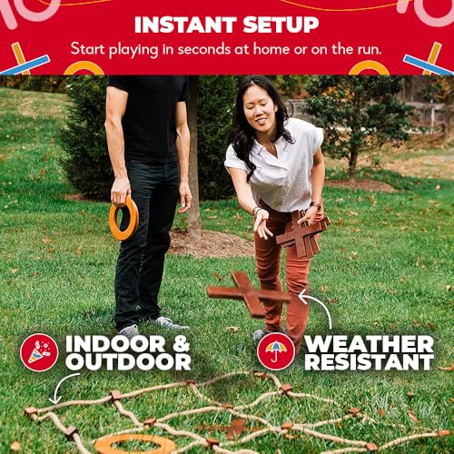 Giant Outdoor Tic Tac Toe Game - 3ft x 3ft Weather-Resistant Lawn Game for Adults & Kids