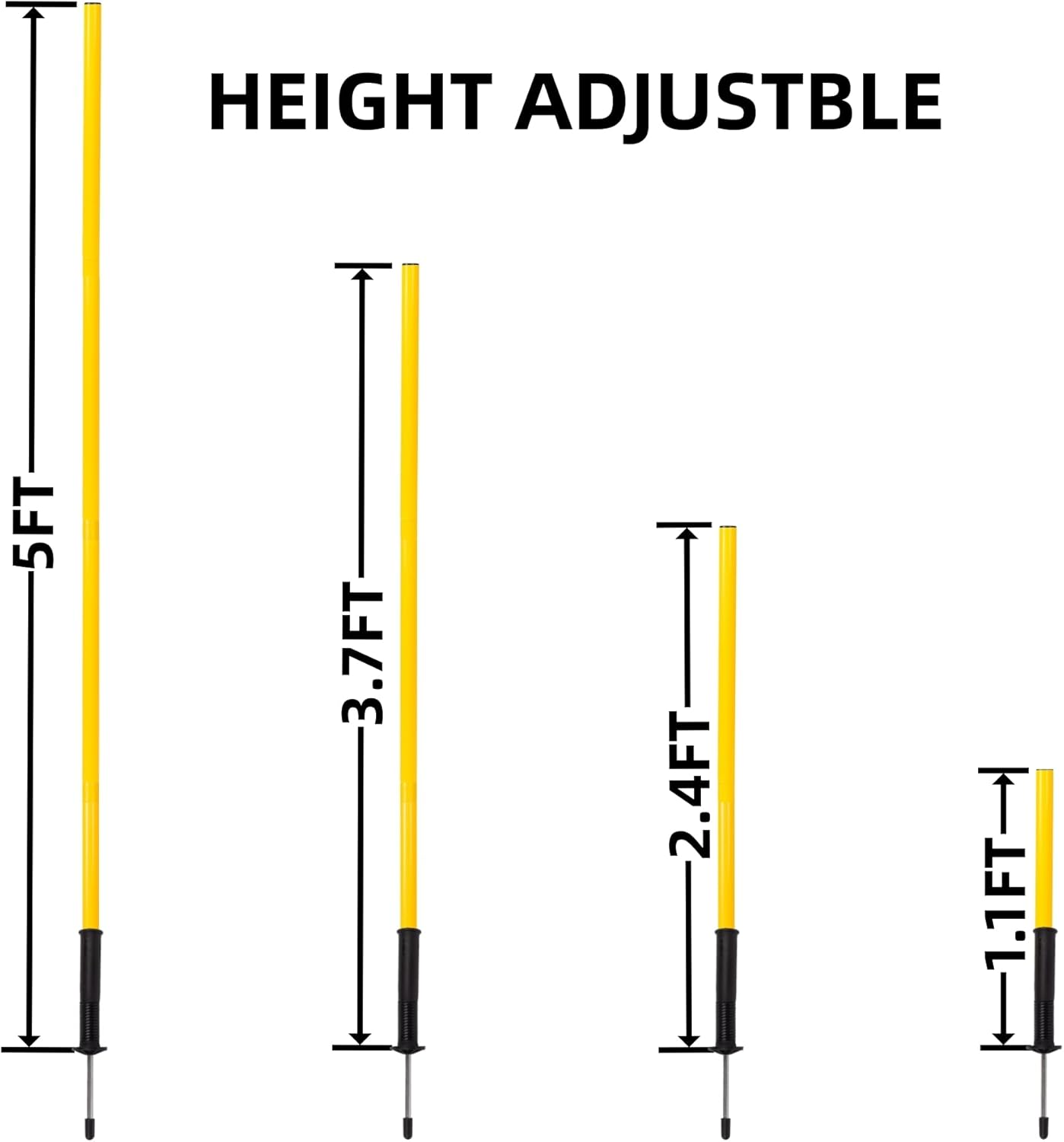 Skiennix 5FT Agility Training Poles - Adjustable Speed & Agility Equipment for Soccer, Basketball, Dogs & Horses | Includes Ground Spring Nails & Storage Bag