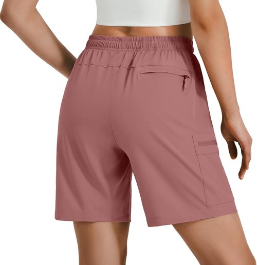 Hugut Women's Quick-Dry Hiking Cargo Shorts - Lightweight, Water-Resistant, Zipper Pockets | Ideal for Camping & Travel