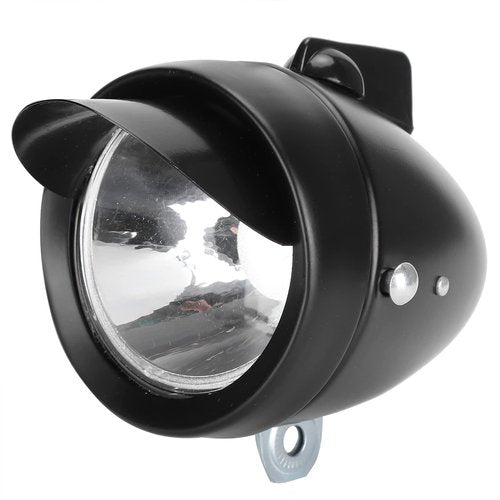 Vintage Bike Headlight, LED Light for Night Riding, Retro, Sturdy and, Front Safety Lamp with Optimal Light Output, 160° Visual Angle (Black)