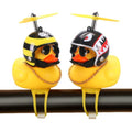 2 Pack Rubber Duck Car Ornaments, Yellow Duck Car Dashboard Decorations Squeeze Duck Bicycle Horns with Propeller Helmet,Bandage and Gold Chain (Bee&Shark)