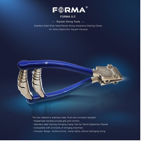 FORMA S.F. Sports Tennis Stringing Machine Tools Stainless Steel Wide Head Racket String Assistance Starting Clamp for Tennis Badminton Squash Racquet