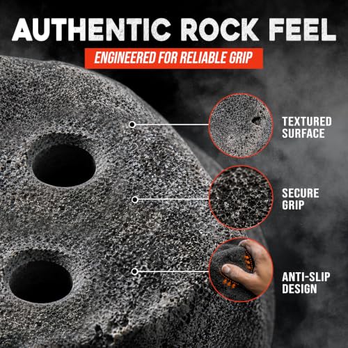 Rocky Mountain Climbing Gear 50 Large Screw-On Rock Holds - Natural Gray, Made in USA