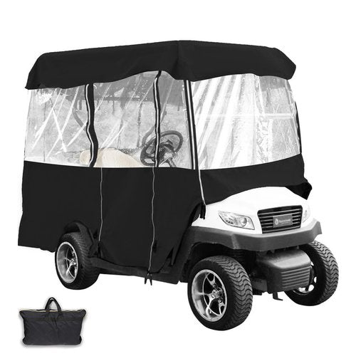 Happybuy Golf Cart Enclosure, Polyester Driving Enclosure, Club Car Covers Universal Fits for 2+2 Passenger Golf Carts, Sunproof and Dustproof Outdoor Cart Cover