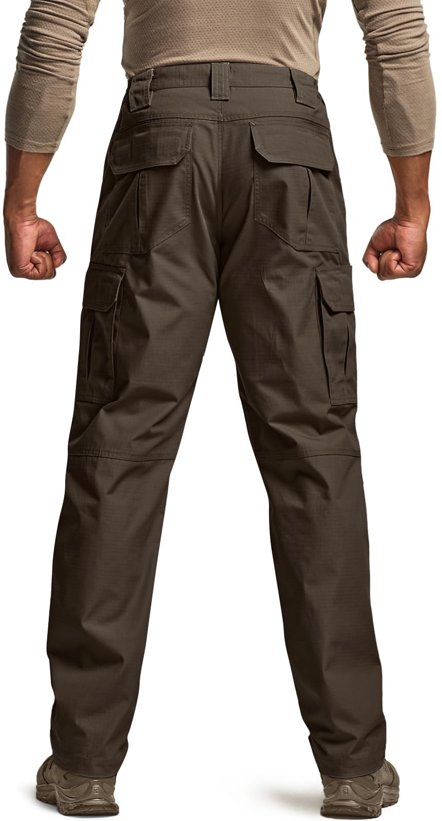 CQR Men's Tactical Pants, Water Resistant Ripstop Cargo Pants, Lightweight EDC Work Hiking Pants, Outdoor Apparel, Raider Dark Brown, 38W x 34L