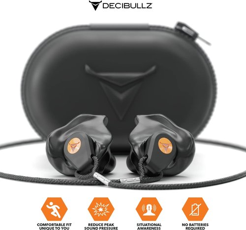 Decibullz Custom Molded Earplugs - 31dB NRR Hearing Protection for Hunting, Shooting & Swimming