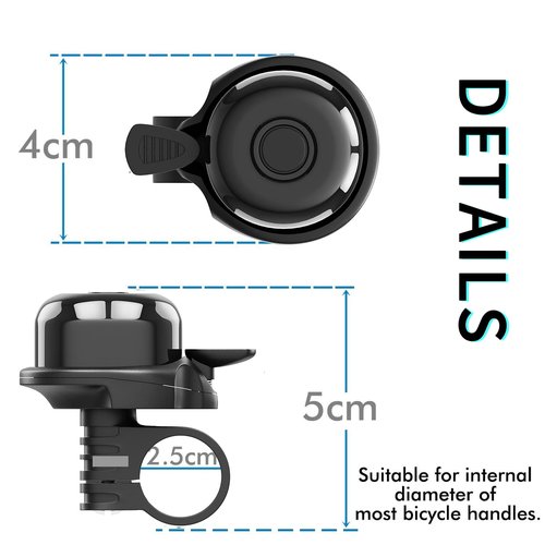 2 Pack Classic Bike Bell, Bicycle Bell Loud Crisp Clear Sound Bicycle Bike Bell City Bike BMX Bike Sports Bike for Adults Kids Right Hand/Left Hand Use